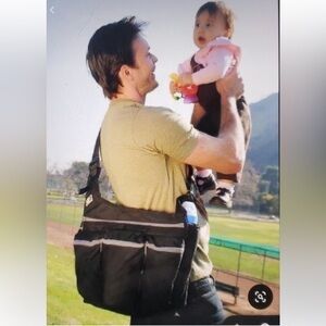 Diaper Dude Black Messenger Diaper Bag Baby Bag